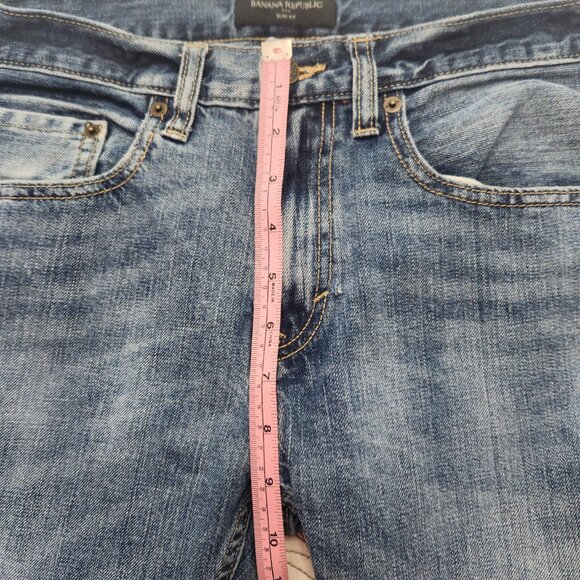 Unisex Slim Fit Blue Jeans w/ Minor Fading - Picture 8 of 10